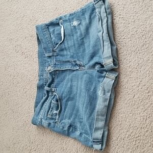 Aeropostale Boyfriend Midi Distressed Denim Shorts